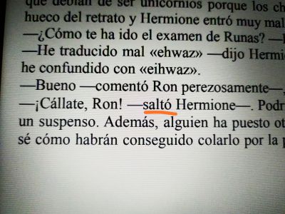 Saltó
Saltó Hermione
Keywords: dijo