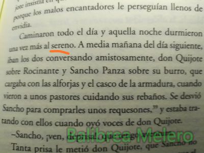 sereno
y aquella noche durmieron una vez más el sereno

1. adj. claro (‖ despejado y sin nubes).

2. adj. Apacible, sosegado, sin turbación física o moral.

3. adj. Dicho de una persona: Que no está bajo los efectos del alcohol. Estar sereno.


Keywords: acampar;aire libre;al aire;a la interperie